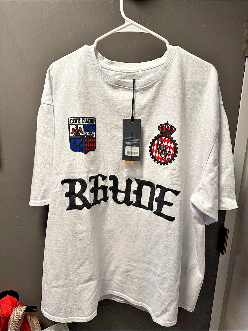 Rhude Côte d'Azur Crest Tee Graphic T-Shirt White & Black XXL